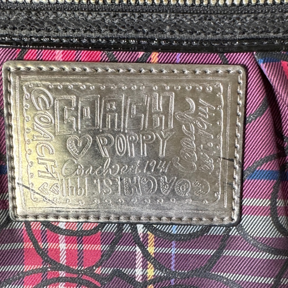 Coach Poppy Plaid Signature Crossbody Bag Black Pink Silver‎ Hardware - Picture 2 of 12